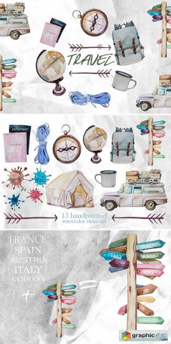 Watercolor Travel Clipart » Free Download Vector Stock Image ...