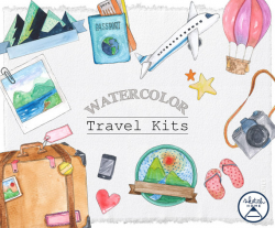 Watercolor Clipart Travel kits, Travel items in 2019 ...