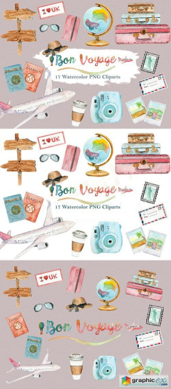 Watercolor Travel World Clipart Set » Free Download Vector ...