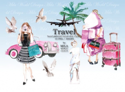 Watercolor Clip Art Travel Clipart
