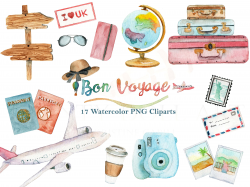 Watercolor Travel World Clipart Set #layout#design ...
