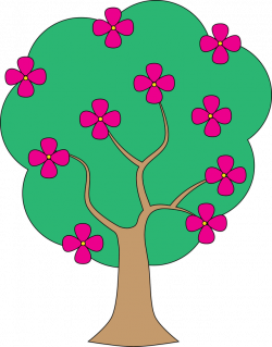 Colored Tree With Blossom Clip Art - Clip Art Library