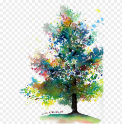 abstract tree watercolor painting PNG image with transparent ...