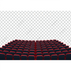 Rows Of Red Cinema Or Theater Seats In Front Of Transparent ...