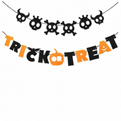 Tinksky Trick or Treat Halloween Garland Banner Hanging Decoration Indoors  Nonwoven Halloween Banner