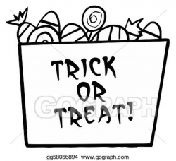 Clip Art Vector - Black and white trick or treat buck. Stock ...