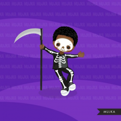 Halloween Trick or treat clipart. Skeleton, Frankenstein ...