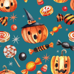 Trick Or Treat Vintage Halloween Candy Pattern\