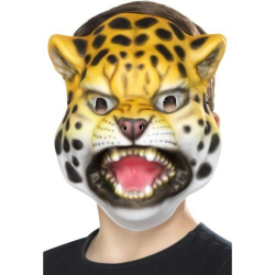 Leopard Face Mask - animal fancy dress mask accessory face childrens jungle  kids childs boys girls dog bird monkey shark tiger fask safari leopard