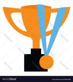 Clipart a blue medal over a golden trophy or