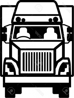 Photostock Vector Truck Front Black And White Illustration ...