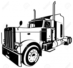 Semi truck vector Elegant Semi Truck Clipart Black And White ...