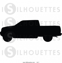 Clipart of a Black Pickup Truck Silhouette by JR - #1217