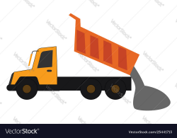 Clipart a yellow dump truck in operational