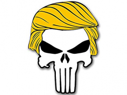 American Vinyl Punisher w/Trump Hair Shaped Sticker (Bumper pro Donald  Military GOP q)