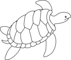 Turtle Clipart Image - Black and white drawing of a sea turtle ...