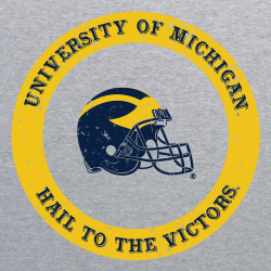 Football Helmet Hail to the Victor Circle University of Michigan Next Level  Premium Short Sleeve Tee - Heather Grey
