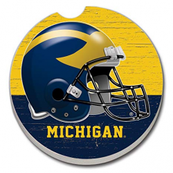 University of Michigan Helmet Logo Single Ceramic Car Coaster by CounterArt