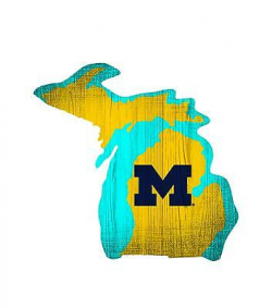 UNIVERSITY OF MICHIGAN Wolverines Carved Small State w/Logo ...