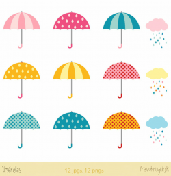 Umbrellas clipart clip art, Rainy clouds clipart, Rainy day clipart ...