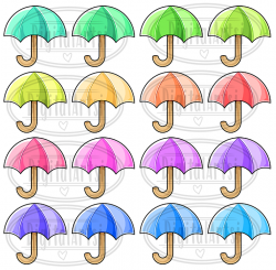Kawaii Umbrellas Clipart By Digitalartsi | TheHungryJPEG.com
