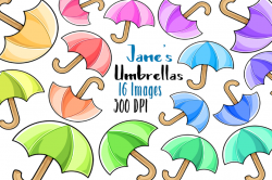 Kawaii Umbrellas Clipart