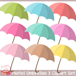 Pastel Umbrellas Clipart Set | Rainbow Themes | Art craft store ...