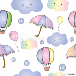Seamless pattern of cute vector and illustration of pastel color ...