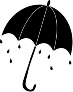 Umbrella Silhouette with Raindrops Falling | Weather Clipart