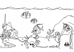 Under The Sea Black And White Clipart