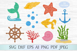 Under the sea svg file, Uderwater bundle svg, Handwheel svg, Bubbles svg,  Sea clipart, Seaweed svg, Fish svg, Coral cut file, Starfish svg