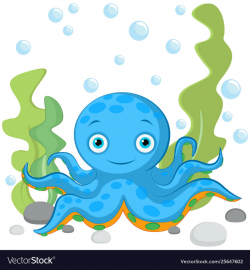 A blue octopus under sea near