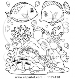 Under The Sea Black And White Clipart