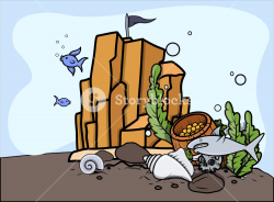 Sunken Treasure Under The Sea - Vector Illustration Royalty ...