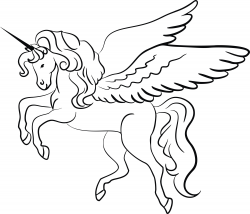 Unicorn With Wings Clipart Black And White & Unicorn With ...