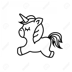 Cute Unicorn Clipart Black And White