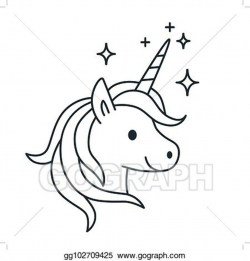 Vector Stock - Simple cute magic unicorn vector line cartoon ...