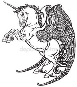 Winged unicorn black and white | Coloring in 2019 | Pegasus ...