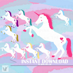 Unicorn Clipart Various Colors – Pink The Cat