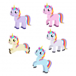 Unicorn Clipart Set, Cute Unicorn Clip Art, Rainbow Unicorn Graphics