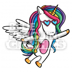 Girly Unicorn Flying With Wings Vector Cartoon Clipart Illustration ...