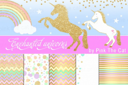 Unicorn Clipart Rainbow Glitter Gold ~ Illustrations ~ Creative Market