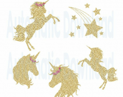 Unicorn Gold Glitter Clipart, Unicorn Clipart, Unicorn Glitter ...