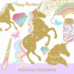 Magical Unicorns Clipart+Pattern set by Mia\'s Graphic Design on ...