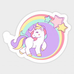Little Pastel Unicorn with Stars - Unicorn - Sticker | TeePublic