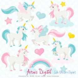 Cute Unicorn Clipart Scrapbook Commercial Use. Pegasus flying ...