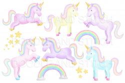 Watercolor Unicorn Clipart Illustrations By Doodle Art ...