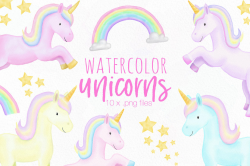 Watercolor Unicorn Clipart Illustrations By Doodle Art ...