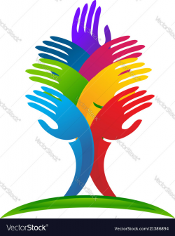 Unity abstract tree hands logo