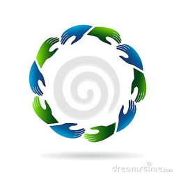 Hands reaching hands image logo. Concept of teamwork, unity ...